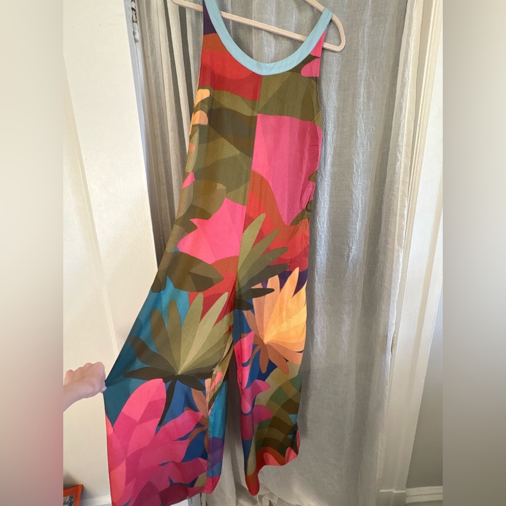 Farm Rio Anthropologie Multicolor Abstract Floral Carioca Winter Jumpsuit size S - Picture 7 of 16